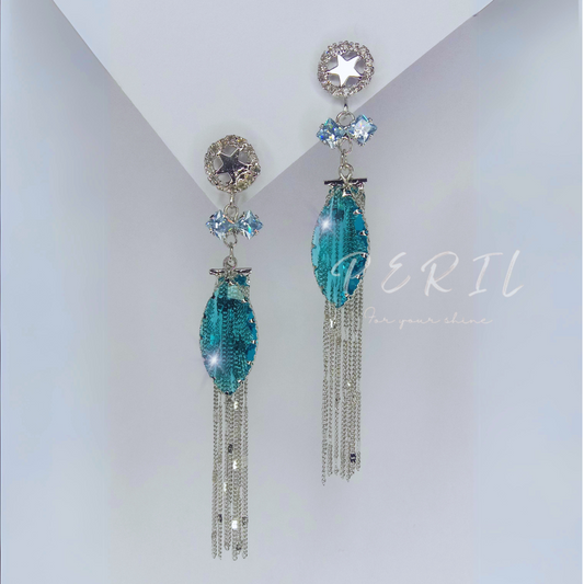 Aqua Blue Crystal Earring