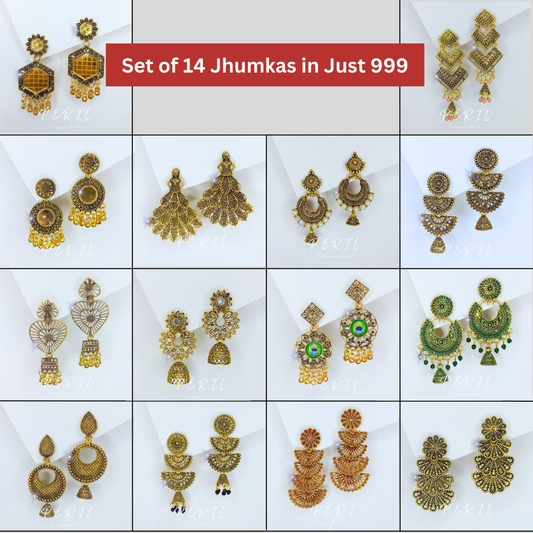 Gorgeous Set of 14 Versatile Jhumkas